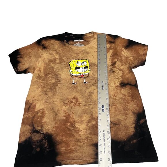 SpongeBob T-shirt Mens L Tie-Dye Ink Blots Nickelodeon Cartoon Y2K Allover Print - Picture 3 of 7